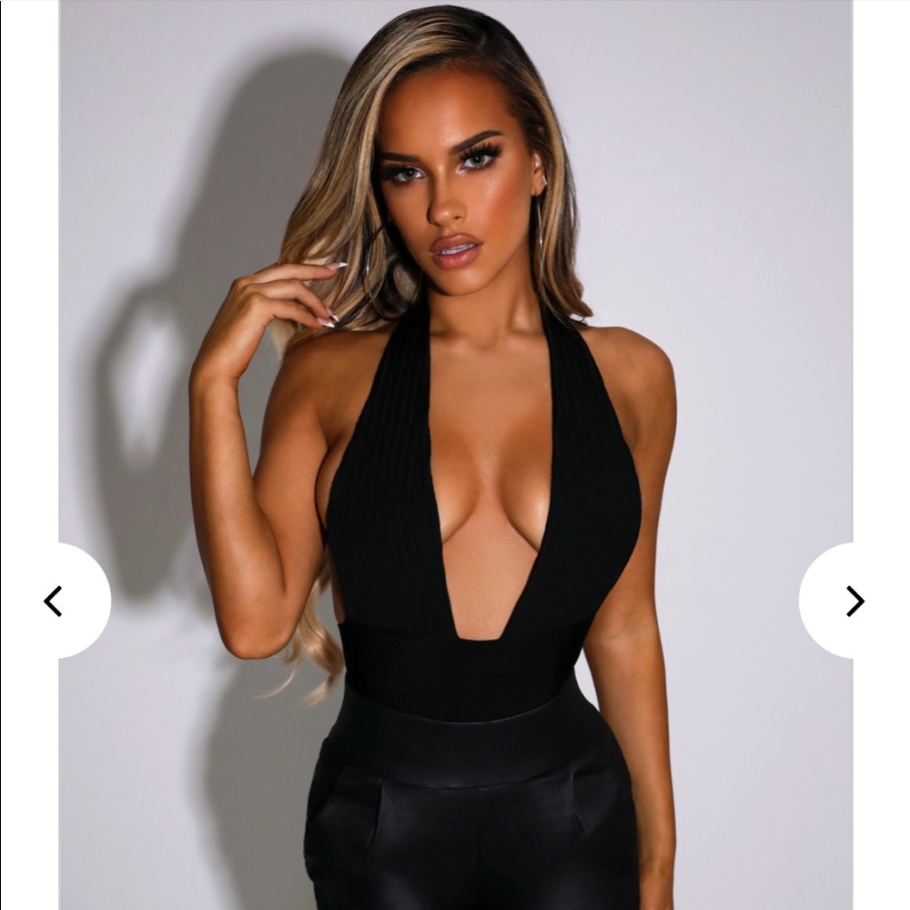 Black halter bodysuit